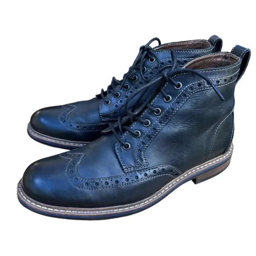 Bostonian men's boots size 7.5 oxford brogues black leather academia preppy grip